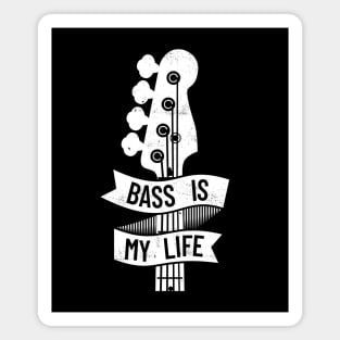Bass is My Life Bass Guitar Headstock Dark Theme Magnet